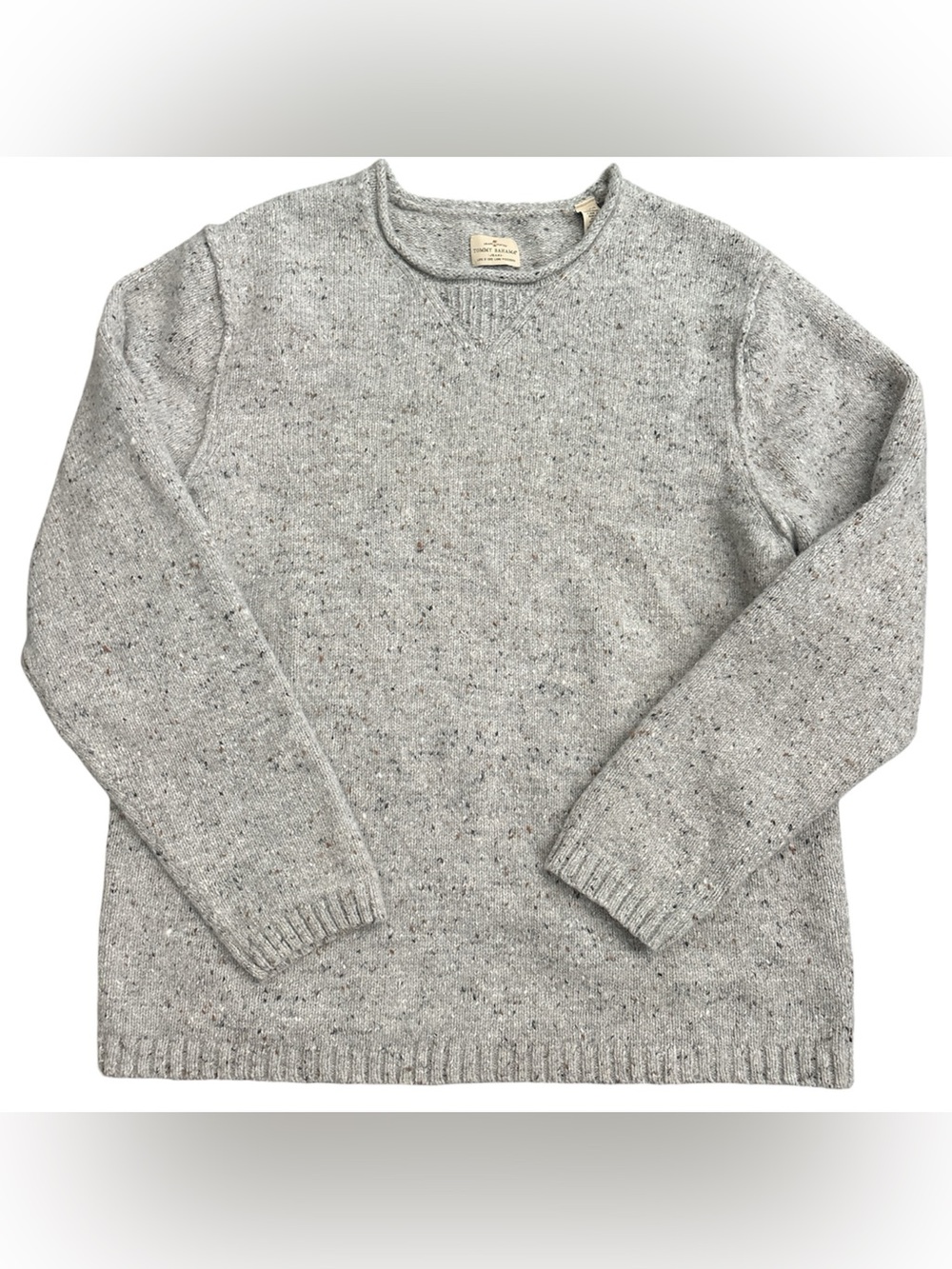 Tommy Bahama light grey flecked knit Lambs Wool Sweater Size XL